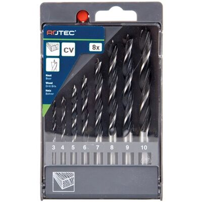 Rotec 8 dlg. machinale houtborenset 3,0-10,0 mm - 9001051 - 900.1051 Rotec 8 dlg. machinale houtborenset 3,0-10,0 mm - 9001051 - 900.1051