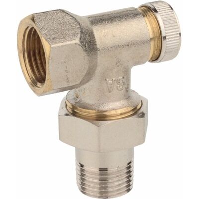 Kirchhoff radiator fitting - vernikkeld - haaks doorloop - 3/8" - afsluitbaar Kirchhoff radiator fitting - vernikkeld - haaks doorloop - 3/8" - afsluitbaar