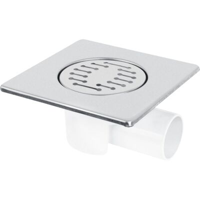 Differnz basic doucheput - doucheafvoer met zijuitlaat - chroom mat - 15 x 15 cm Differnz basic doucheput - doucheafvoer met zijuitlaat - chroom mat - 15 x 15 cm