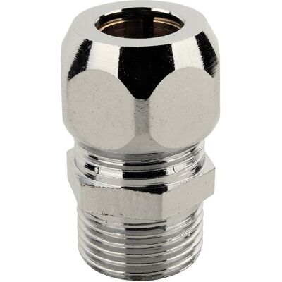Kirchhoff ms knelfitting-nippel - chroom - 1/2"bu x 10 mmq Kirchhoff ms knelfitting-nippel - chroom - 1/2"bu x 10 mmq