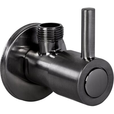 Differnz hoekstopkraan gun metal - met rozet - toiletkraan Differnz hoekstopkraan gun metal - met rozet - toiletkraan