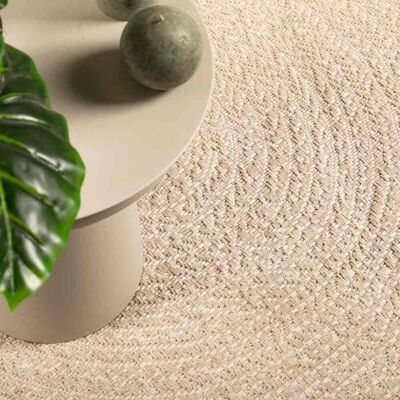 vidaXL Tapijt ZIZUR Beige Ø 120 cm jute-Optiek binnen en buiten - Tapijt vidaXL Tapijt ZIZUR Beige Ø 120 cm jute-Optiek binnen en buiten - Tapijt