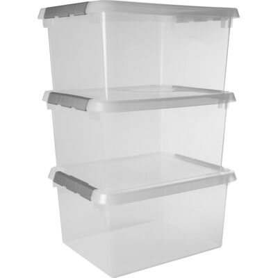 Sunware comfort line opbergbox 36l - set van 3 - 50x40x26 cm - transparant Sunware comfort line opbergbox 36l - set van 3 - 50x40x26 cm - transparant