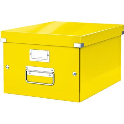 Leitz wow click & store middelgrote opbergdoos - 85% gerecycled karton - 28.1 x 37 cm (bxd) - voor a4 formaten - ideaal voor kantoor en thuiswerken - geel Leitz wow click & store middelgrote opbergdoos - 85% gerecycled karton - 28.1 x 37 cm (bxd) - voor a4 formaten - ideaal voor kantoor en thuiswerken - geel