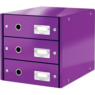 Leitz wow click & store ladekast met 3 laden - 81% gerecycled karton - voor a4 formaten - ruimtebesparende opberger - paars Leitz wow click & store ladekast met 3 laden - 81% gerecycled karton - voor a4 formaten - ruimtebesparende opberger - paars