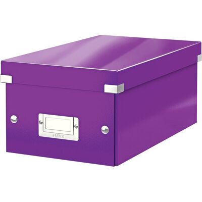 Leitz wow click & store kartonnen opbergdoos - 84% gerecycled karton - 21 x 15 x 35.2 cm (bxhxd) - ideaal voor thuiswerkplek - paars Leitz wow click & store kartonnen opbergdoos - 84% gerecycled karton - 21 x 15 x 35.2 cm (bxhxd) - ideaal voor thuiswerkplek - paars