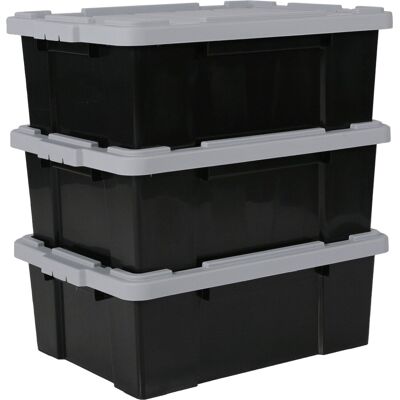 IRIS powerbox opbergbox - 43l - kunststof - zwart/grijs - set van 3 IRIS powerbox opbergbox - 43l - kunststof - zwart/grijs - set van 3