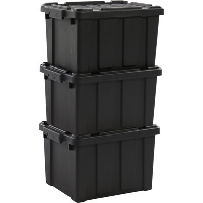 IRIS powerbox robuust opbergbox - 21l - kunststof - zwart - set van 3 IRIS powerbox robuust opbergbox - 21l - kunststof - zwart - set van 3