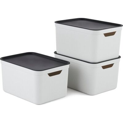 Rotho jive opbergboxen set van 3 opbergdozen 16 l met deksel, kunststof (pp gerecycled), wit/antraciet, 3 x 16 l (37,5 x 27,8 x 29,8 cm) Rotho jive opbergboxen set van 3 opbergdozen 16 l met deksel, kunststof (pp gerecycled), wit/antraciet, 3 x 16 l (37,5 x 27,8 x 29,8 cm)