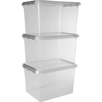 Sunware comfort line opbergbox 22l - set van 3 - 40x30x26 cm - transparant Sunware comfort line opbergbox 22l - set van 3 - 40x30x26 cm - transparant