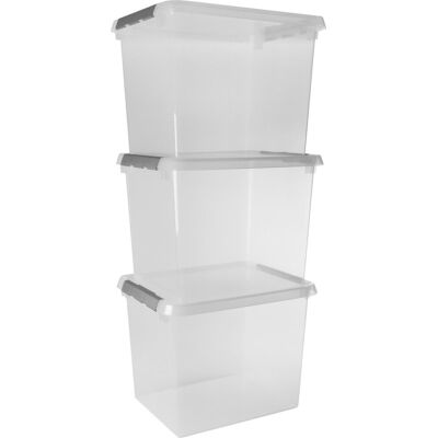 Sunware comfort line opbergbox 52l - set van 3 - 50x40x38 cm - transparant Sunware comfort line opbergbox 52l - set van 3 - 50x40x38 cm - transparant