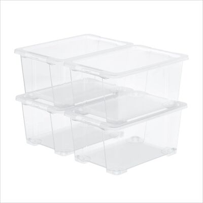 Rotho core basic opbergbox - set van 4 - stapelbaar - 44 ltr Rotho core basic opbergbox - set van 4 - stapelbaar - 44 ltr