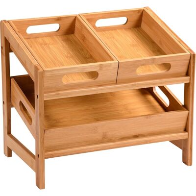 Kesper keuken aanrecht etagiere - 2 niveaus - bamboe - rekje/organizer - 39 x 26 x 35 cm - fruitschaal - kruidenrek - uitneembare bakjes Kesper keuken aanrecht etagiere - 2 niveaus - bamboe - rekje/organizer - 39 x 26 x 35 cm - fruitschaal - kruidenrek - uitneembare bakjes