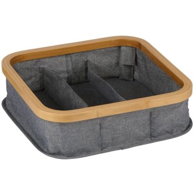 Alpina opbergmand met 9 vakken - kast organizer - bamboe en polyester - 30 x 30 x 9 cm - 6 liter Alpina opbergmand met 9 vakken - kast organizer - bamboe en polyester - 30 x 30 x 9 cm - 6 liter