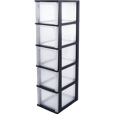 IRIS organizer chest ladesysteem a4 - 5 diepe lades - 5 x 13l - kunststof - zwart/transparant IRIS organizer chest ladesysteem a4 - 5 diepe lades - 5 x 13l - kunststof - zwart/transparant