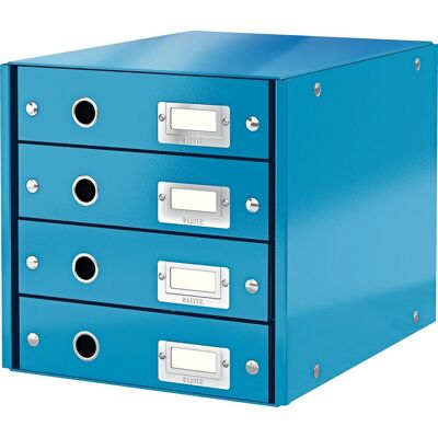 Leitz wow click & store ladekast met 4 laden - 81% gerecycled karton - voor a4 formaten - ruimtebesparende opberger - blauw Leitz wow click & store ladekast met 4 laden - 81% gerecycled karton - voor a4 formaten - ruimtebesparende opberger - blauw