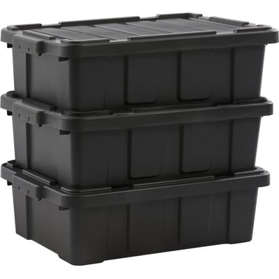 IRIS powerbox robuust opbergbox - 25l - 100% recycled kunststof - zwart - set van 3 IRIS powerbox robuust opbergbox - 25l - 100% recycled kunststof - zwart - set van 3