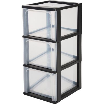 IRIS organizer chest ladesysteem a4 - 3 diepe lades - 3 x 13l - kunststof - zwart/transparant IRIS organizer chest ladesysteem a4 - 3 diepe lades - 3 x 13l - kunststof - zwart/transparant