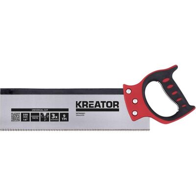 Kreator Krt809001 Miterzaag Set - 350mm Stalen Blad, Ergonomische Handgreep Kreator Krt809001 Miterzaag Set - 350mm Stalen Blad, Ergonomische Handgreep