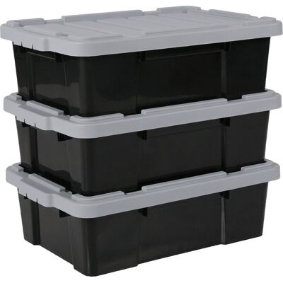 IRIS powerbox opbergbox - 25l - kunststof - zwart/grijs - set van 3 IRIS powerbox opbergbox - 25l - kunststof - zwart/grijs - set van 3