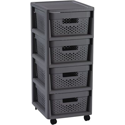 Curver infinity dots ladesysteem - 4 lades van 11l - met wieltjes - 36x30×66 cm - antraciet Curver infinity dots ladesysteem - 4 lades van 11l - met wieltjes - 36x30×66 cm - antraciet