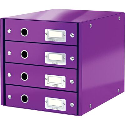 Leitz wow click & store ladekast met 4 laden - 81% gerecycled karton - voor a4 formaten - ruimtebesparende opberger - paars Leitz wow click & store ladekast met 4 laden - 81% gerecycled karton - voor a4 formaten - ruimtebesparende opberger - paars