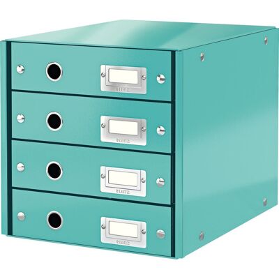 Leitz wow click & store ladekast met 4 laden - 81% gerecycled karton - voor a4 formaten - ruimtebesparende opberger - ijsblauw Leitz wow click & store ladekast met 4 laden - 81% gerecycled karton - voor a4 formaten - ruimtebesparende opberger - ijsblauw