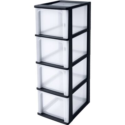 IRIS organizer chest ladesysteem a4 - 4 diepe lades - 4 x 13l - kunststof - zwart/transparant - zonder wielen IRIS organizer chest ladesysteem a4 - 4 diepe lades - 4 x 13l - kunststof - zwart/transparant - zonder wielen