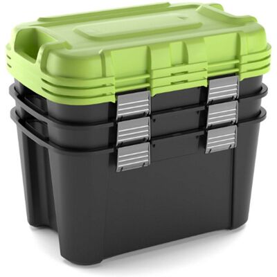 Keter totem opbergbox - 3x80l - 79,5x39,5x37,1cm - zwart/groen Keter totem opbergbox - 3x80l - 79,5x39,5x37,1cm - zwart/groen