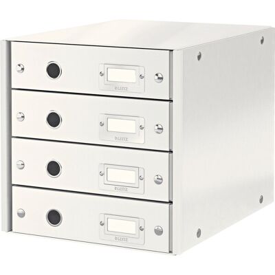 Leitz wow click & store ladekast met 4 laden - 81% gerecycled karton - voor a4 formaten - ruimtebesparende opberger - wit Leitz wow click & store ladekast met 4 laden - 81% gerecycled karton - voor a4 formaten - ruimtebesparende opberger - wit