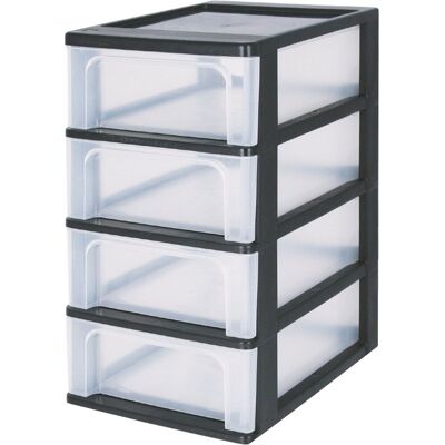 Iris Opbergbox - 4x 7L - Zwart/Transparant Iris Opbergbox - 4x 7L - Zwart/Transparant