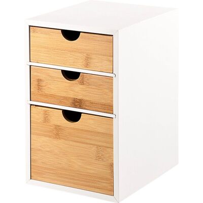 Kesper ladeblokje/bureau organizer 3x lades - bamboe hout - l17 x b21 x h27 cm - lichtbruin/wit Kesper ladeblokje/bureau organizer 3x lades - bamboe hout - l17 x b21 x h27 cm - lichtbruin/wit