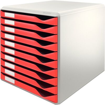 Leitz ladenblok met 10 laden - wit/rood Leitz ladenblok met 10 laden - wit/rood