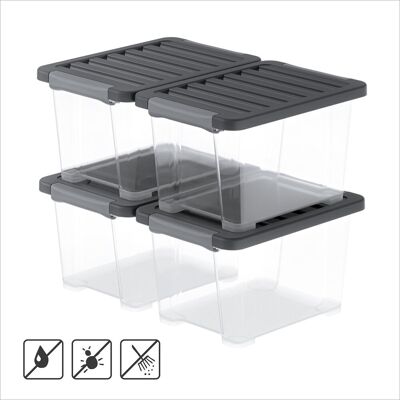 Rotho core pro - opbergboxen - set van 4 - stapelbaar - 15 ltr Rotho core pro - opbergboxen - set van 4 - stapelbaar - 15 ltr