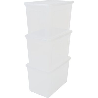 IRIS clearbox opbergbox - 70l - kunststof - transparant - set van 3 IRIS clearbox opbergbox - 70l - kunststof - transparant - set van 3
