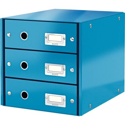 Leitz wow click & store ladekast met 3 laden - 81% gerecycled karton - voor a4 formaten - ruimtebesparende opberger - blauw Leitz wow click & store ladekast met 3 laden - 81% gerecycled karton - voor a4 formaten - ruimtebesparende opberger - blauw