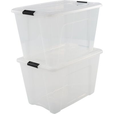 IRIS topbox opbergbox - 60l - kunststof - transparant - set van 2 IRIS topbox opbergbox - 60l - kunststof - transparant - set van 2