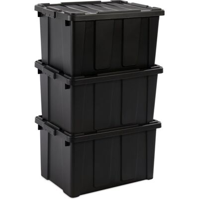 IRIS powerbox robuust opbergbox - 68l - 100% recycled kunststof - zwart - set van 3 IRIS powerbox robuust opbergbox - 68l - 100% recycled kunststof - zwart - set van 3