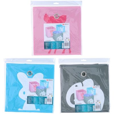 Alpina opbergdozen kinderkamer - set van 3 opvouwbare opbergboxen met dierenprint - stevige kartonnen opbergmanden met metalen greepoog - afmeting 28 x 28 x 28 cm - kleur blauw, grijs en roze Alpina opbergdozen kinderkamer - set van 3 opvouwbare opbergboxen met dierenprint - stevige kartonnen opbergmanden met metalen greepoog - afmeting 28 x 28 x 28 cm - kleur blauw, grijs en roze