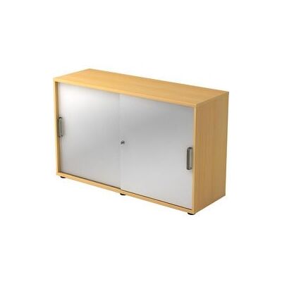 HAMMERBACHER Stijlvolle schuifdeurkast - Zilver & Beuken, 120x40x75cm HAMMERBACHER Stijlvolle schuifdeurkast - Zilver & Beuken, 120x40x75cm