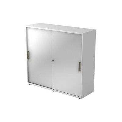 HAMMERBACHER schuifkast - Wit/Zilver, 2 Planken, 120x40x110 cm HAMMERBACHER schuifkast - Wit/Zilver, 2 Planken, 120x40x110 cm