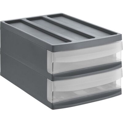 Rotho systemix design ladekast met 2 lades 39.5x25.5x20.3 cm antraciet Rotho systemix design ladekast met 2 lades 39.5x25.5x20.3 cm antraciet