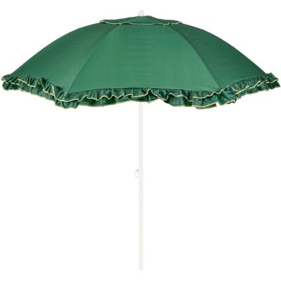 Mica Decorations parasol kantelbaar met ruches - stokparasol 238 x ø195 cm - tuin of balkonparasol in hoogte verstelbaar - polyester, staal - groen Mica Decorations parasol kantelbaar met ruches - stokparasol 238 x ø195 cm - tuin of balkonparasol in hoogte verstelbaar - polyester, staal - groen