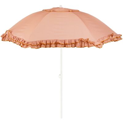 Mica Decorations kantelbare parasol met ruches - stokparasol 238 x ø195 cm - tuin of balkonparasol - polyester, staal - perzik Mica Decorations kantelbare parasol met ruches - stokparasol 238 x ø195 cm - tuin of balkonparasol - polyester, staal - perzik
