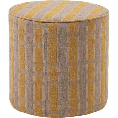 WOOOD sarli poef hoog dessin - chenille - taupe/geel - 46x46x46 WOOOD sarli poef hoog dessin - chenille - taupe/geel - 46x46x46