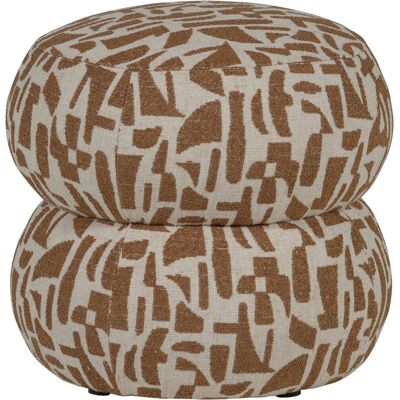 WOOOD anic poef - polyester - grafisch patroon - bruin - 40x43x43 WOOOD anic poef - polyester - grafisch patroon - bruin - 40x43x43