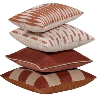 WOOOD zena kussens - katoen - roze/roestbruin - 50x50x10 cm - set van 4 WOOOD zena kussens - katoen - roze/roestbruin - 50x50x10 cm - set van 4