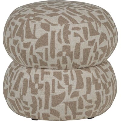 WOOOD anic poef - polyester - grafisch patroon - zand - 40x43x43 WOOOD anic poef - polyester - grafisch patroon - zand - 40x43x43
