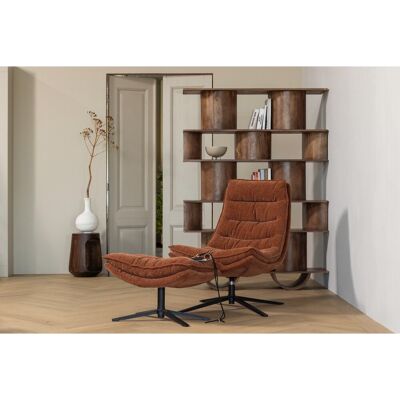 WOOOD kube draaifauteuil met hocker - chenille stof - bruin WOOOD kube draaifauteuil met hocker - chenille stof - bruin