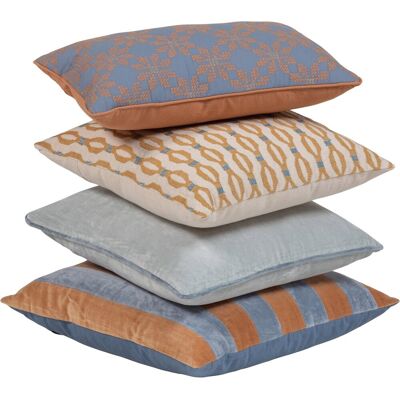 WOOOD lira kussens - blauw/oranje - set van 4 WOOOD lira kussens - blauw/oranje - set van 4